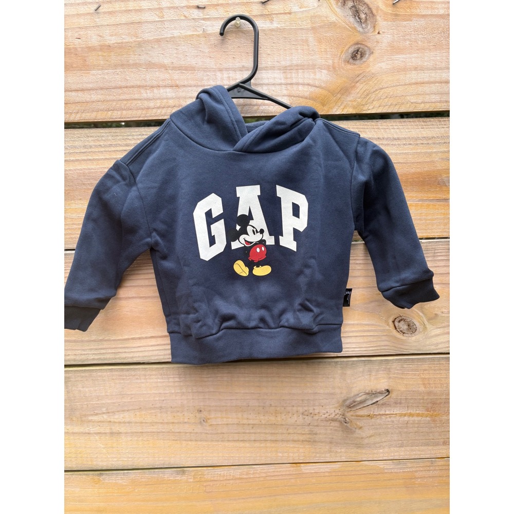 Gap Kids Mickey Mouse Logo Navy Blue Pullover Hoodie Disney Toddler Size 2Y NEW